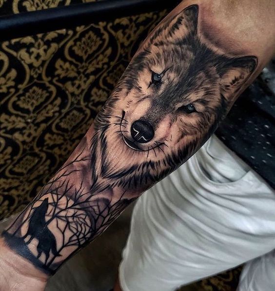 Креативная идея татуировки волка